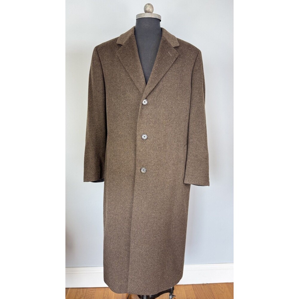 Loro Piana Mens Brown Wool Long Overcoat Trench 44R Italy Classic Old Money